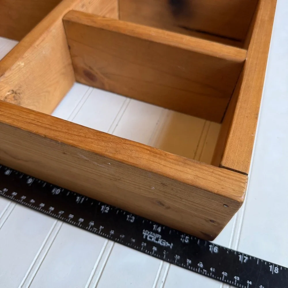 Vintage Rustic Pine Wood Heart Shadow Box Wall Shelf Curio Display Case 15x15